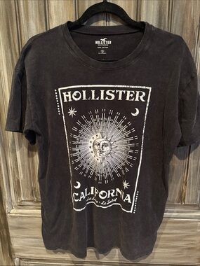 Hollister Black Tee with White Celestial Graphic